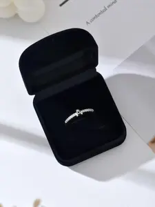 Letter Design Rhinestone Decorated Ring, Adjustable Artificial Zircon Decor Jewelry for Women, Party, Daily Exquisite Jewelry for Birthday Gift, Alphabet Design Ring