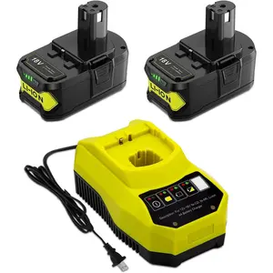 2Pack 8.0Ah Replacement for Ryobi 18V Battery with P117 Charger Compatible with Ryobi 18 Volt ONE+ Plus P102 P108 P109 Cordless Tools