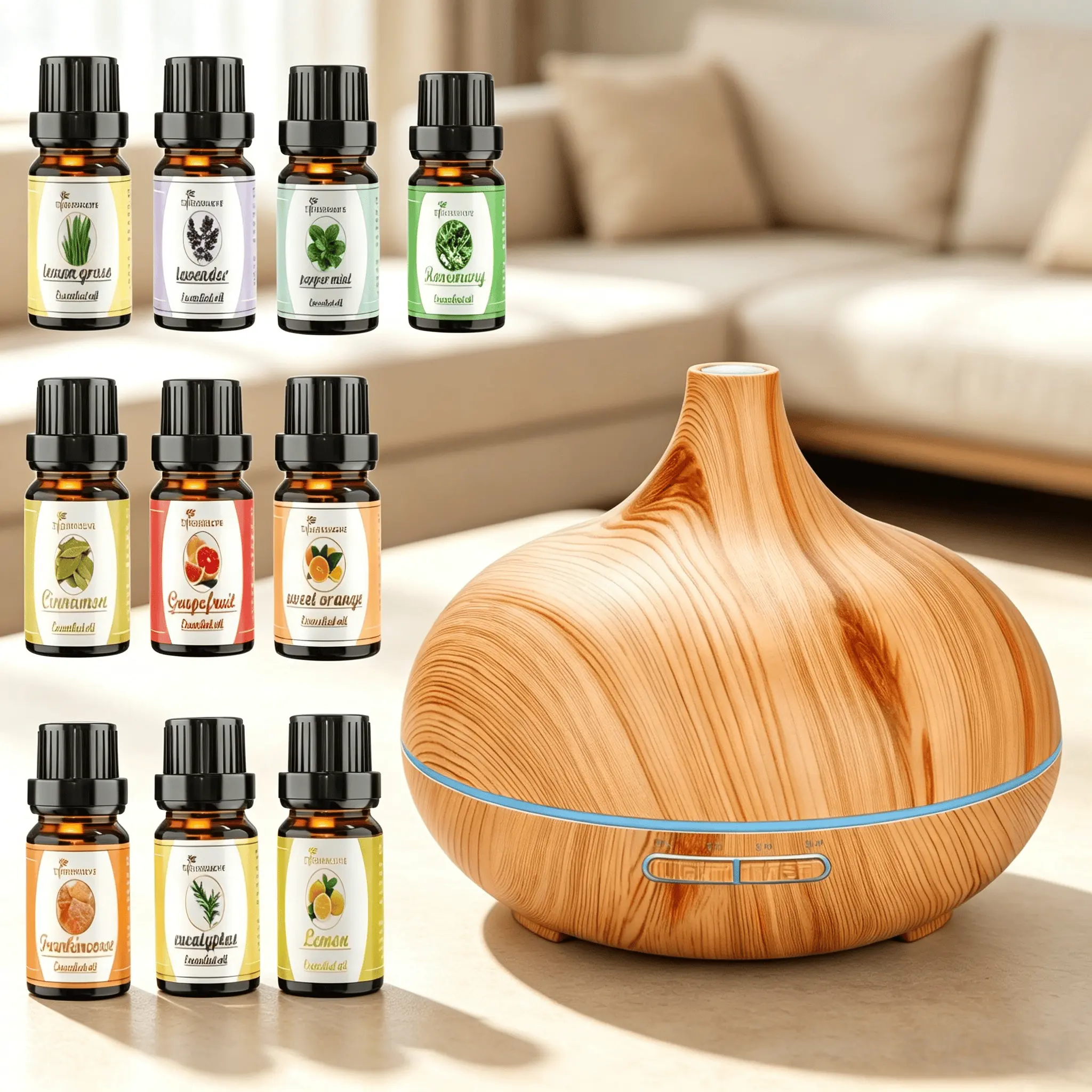 Onion-Shaped Mini Essential Oil Diffuser & Humidifier, Cool Mist Aroma Diffusion, Low Voltage <36V Plug-in, 550ML Capacity, 4 Timers 7 Color Light, Waterless Auto Off, 12 Oils Set for Home Bedroom Office Pets