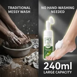 Designed specifically for deodorizing and dry foot care, this hands-free foot foam combines dual functions.featuring a built-in silicone brush head with natural antifungal properties and a soothing massage effect to help relieve foot fatigue, refresh feet