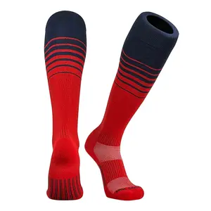 Mk Socks Breaker Fade Baseball Football Soccer Knee High Socks - Navy Red