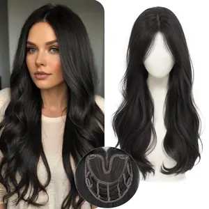 ONLYCUTE Wavy Hair Toppers for Women Synthetic 22 inch Hair Piece Natural Breathable Invisible hair topper for Daily Party Use #summervibes