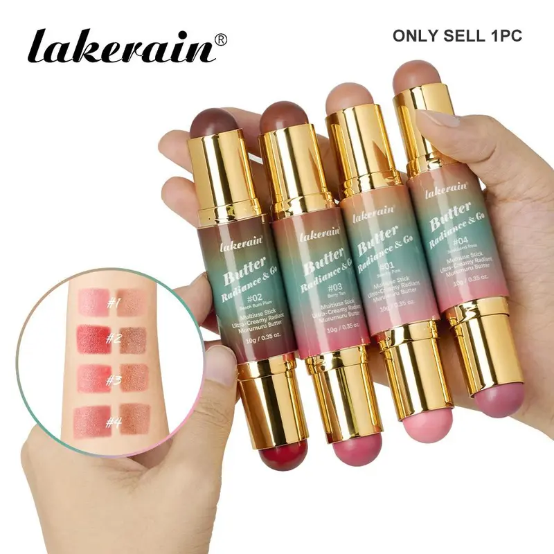 Double-Ended Butter Glow Stick, 2-in-1 Creamy Bronzer & Blush, Beauty Cosmetics, Cosmetics Products, for Face, Eyes & Lips, Buildable, Blendable & Multi-Purpose Cosmetics for Contouring, Highlighting & Natural Glow, Everyday Makeup