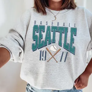 [SALE UP TO 50%] Seattle Baseball Crewneck Sweatshirt � Retro Seattle Baseball Gear Crewneck, Seattle Fan Merch Shirt, Baseball Jersey Style for Men & Women