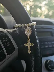 Steering Wheel Rosary-Virgin Of Guadalupe Car Charm-Rosary Car Charm-Car Blessings-Baptism Gift-Religious Catholic Gift-Car Accessory-Rosary