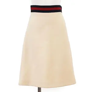 Pre-owned GUCCI Others Small Leather Goods Sheer Line Web Stripe Wool Silk Skirt