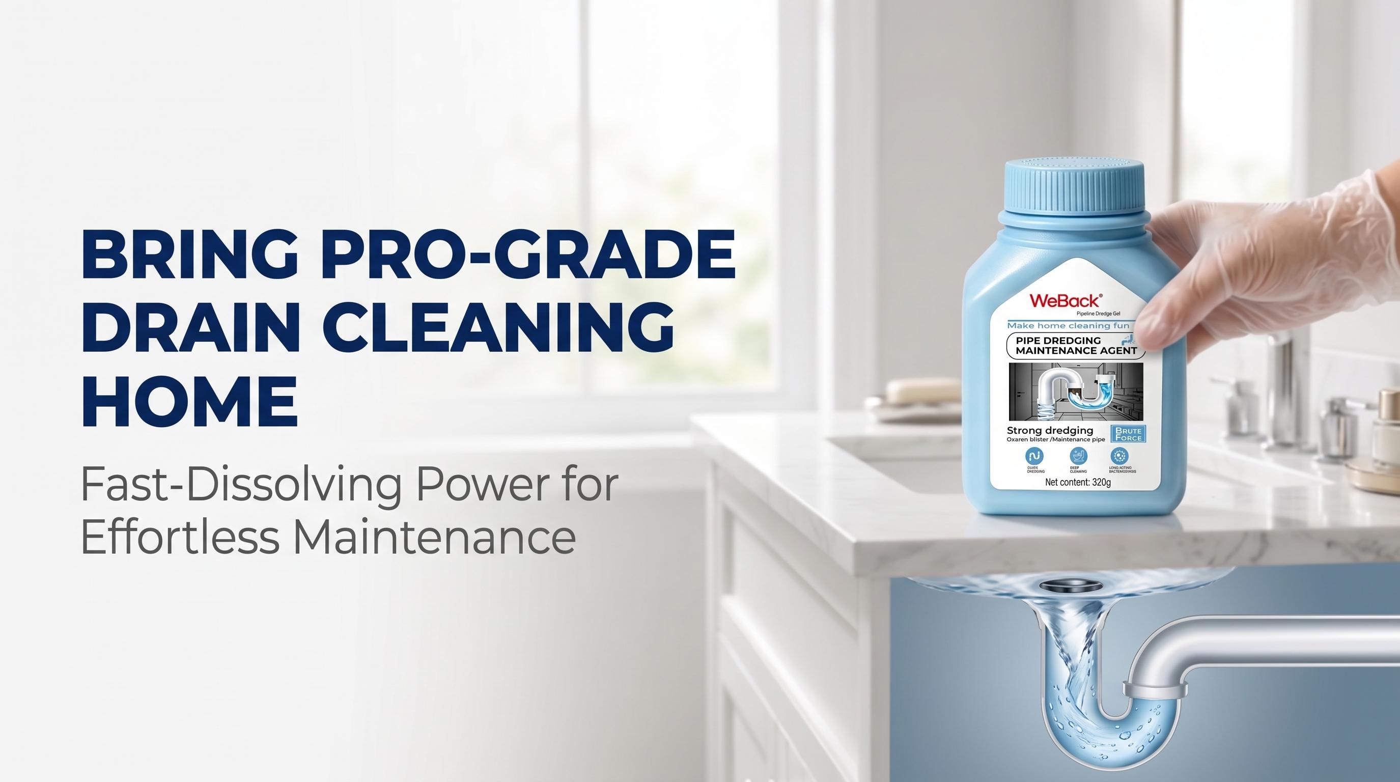 WeBack Non-Corrosive Drain Cleaner - 320g Fast-Acting Formula, Garbage Disposal Cleaner, Anti-Bacterial (99% Bacterial Kill), Destroys Hair Clogs, Deodorizing Effect, Household Items for Kitchen/Toilet Pipelines