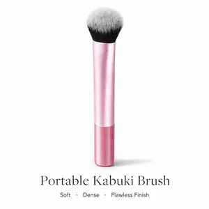 Portable Kabuki Makeup Brush, Soft Dense Blending Brush, Blender Brush for Foundation, Powder, Blush & Contour, Contour Face Brush, Mini Travel Cosmetic Brush, Beauty Tool, Complexion Brush