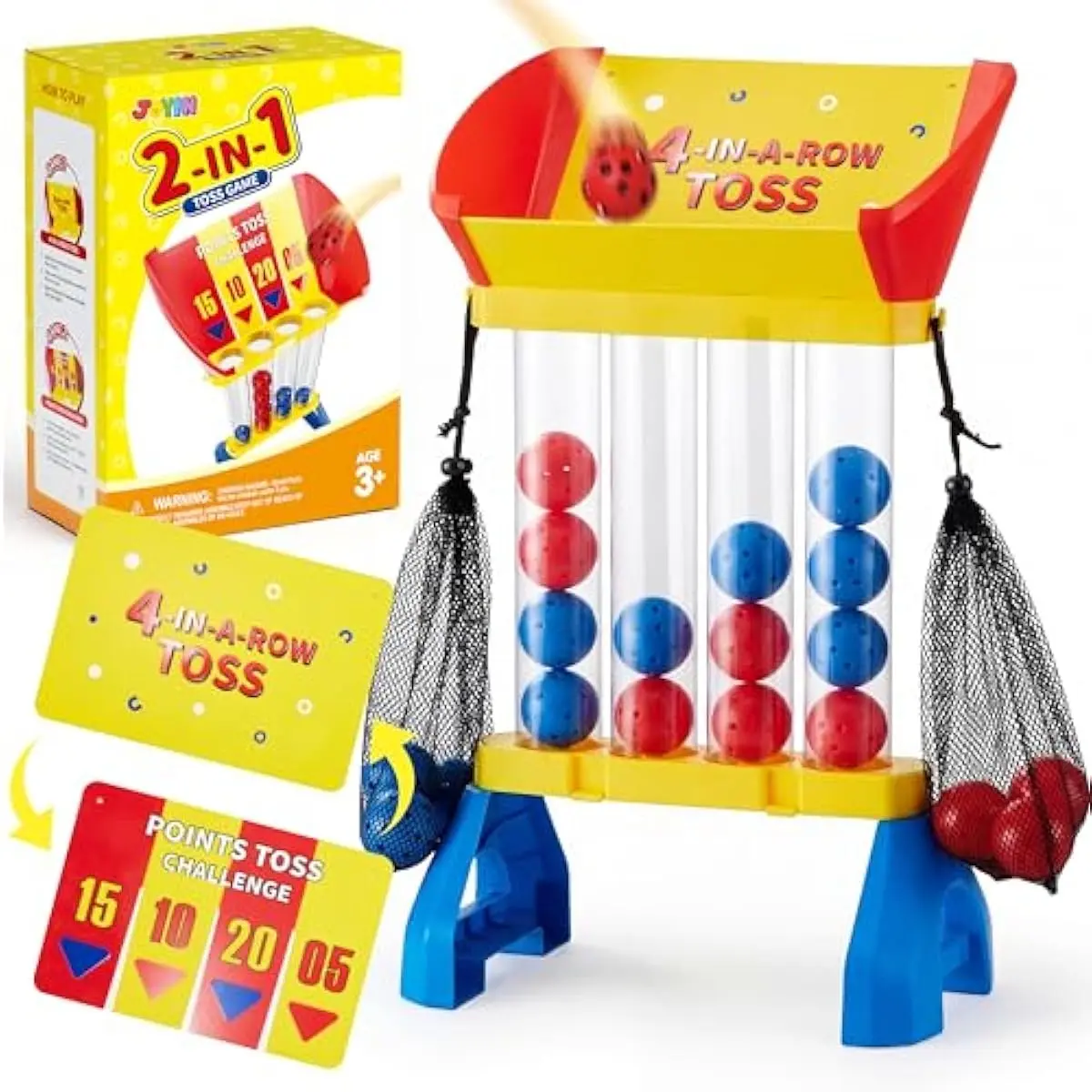 4-in-a-Row Floor Giant Game – Toss & Score Game for Kids 3+, Indoor & Outdoor Yard Games, Portable Party Game for Home, Lawn, Beach & Camping Essentials