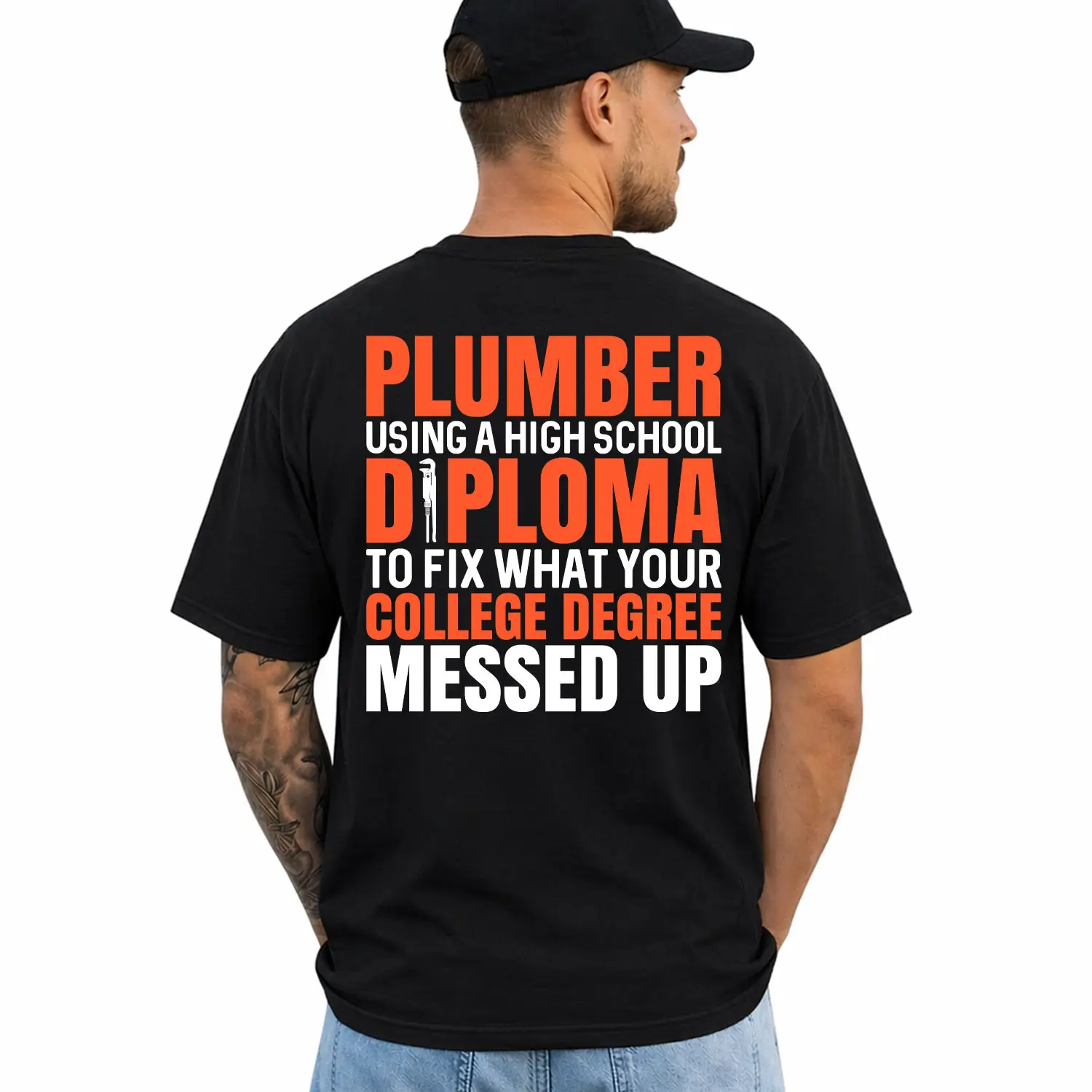 Plumber Pride Graphic T-Shirt, Funny Plumbing Gift for Men,  Short Sleeve Printed Graphic Shirt, Daily Casual Cotton Menswear
