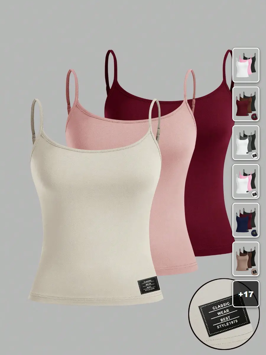 3 Piece Set Fitted Tank Top Adjustable Strap Summer Outfit Beach Vacation