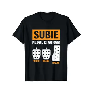 Subie Pedal Diagram" Racing-Themed 100% Cotton T-Shirt for Men - Soft, Breathable Crew Neck Tee with Subaru Logo, Perfect for Gamers & Enthusiasts, Sizes S-XXXL, Black y2k  outfits  men time  tee  shirt  graphic tee men's t shirts