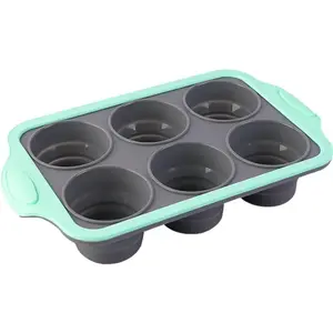Muffin & Cupcake Pan Mini 2Pack, Non-stick Bakeware Baking Pan Cake Molds Set Top  Kitchen Rubber Trays Molds Oven Microwave Dishwasher Safe (Grey)