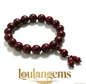 【Loulangems】Natural Sandalwood Agarwood Bead Bracelet, Carry Luck & Calm, Handcrafted Zen Style Meditation Jewelry, Spiritual Healing Gift for Men Women Elegant Minimalist Bangle money bracelet