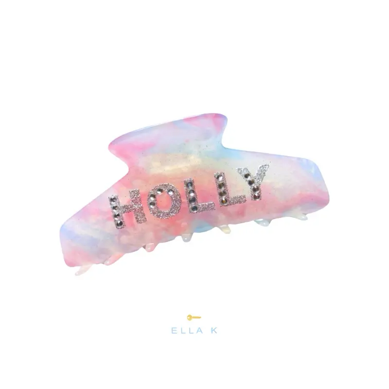 Opal Clouds Custom Glitter Letter 4” Hair Claw Clip, Personalized Glitter Letters Hair Claw Clip, Hair Accessories