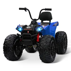Gaomon 24V Kids 4WD Electric ATV Ride-On Quad Vehicle - Christmas Gift with Dual Motors, Large Battery, Bluetooth Music, LED Lights, Full Metal Suspension, EVA Tires, Adjustable Seatbelt (Blue)
