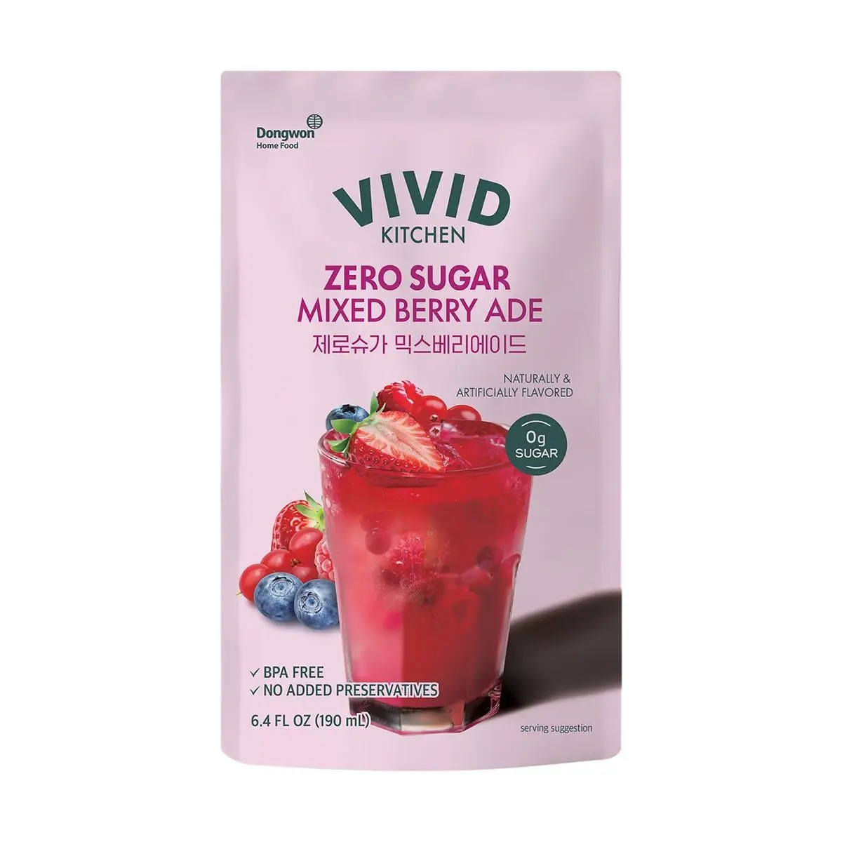 Dongwon Sugar-Free Mixed Berry Juice Drink 190ml - Zero Sugar, Zero Calorie, Zero Fat - Korean Healthy Beverage, Popular on Xiaohongshu, Convenience Store Favorite