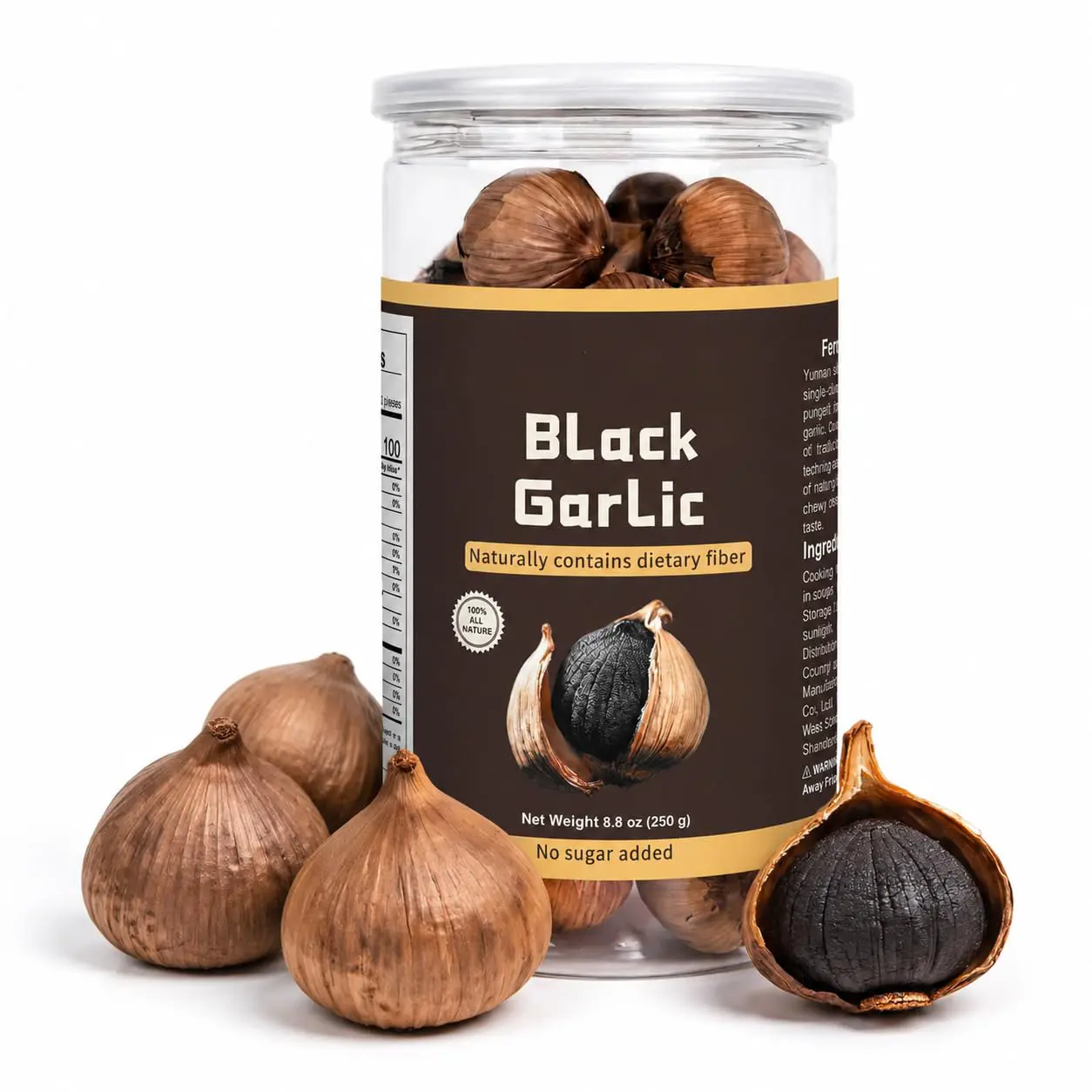 Savaroma Organic Black Garlic, Fermented Garlic, Whole Bulbs, Easy Peel, All Natural, Ready to Eat, Healthy Snack, Super Food, 250g
