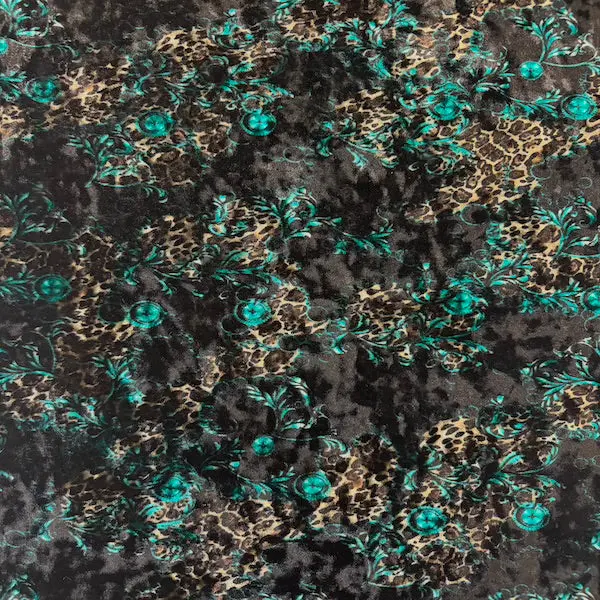 Camouflage Leopard Print Crushed Stretch Velvet Fabric