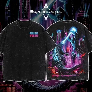 [ superhero tee ] Godzilla vs Kong Retro Vintage Menswear Gift movie fan Apparel Oversized Seamless Simple Straight Man Clothes Cotton designer shirts Movie Shirt, graphic tees, men gifts, ,Graphic Streetwear T-shirt Crew Neck Graphic T-Shirt gift for all
