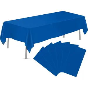 tujol Royal Blue 6 Pack Plastic Table Cloth 54" x 108", Disposable Tablecloths Rectangle Table Cover, Plastic Tablecloths for Parties