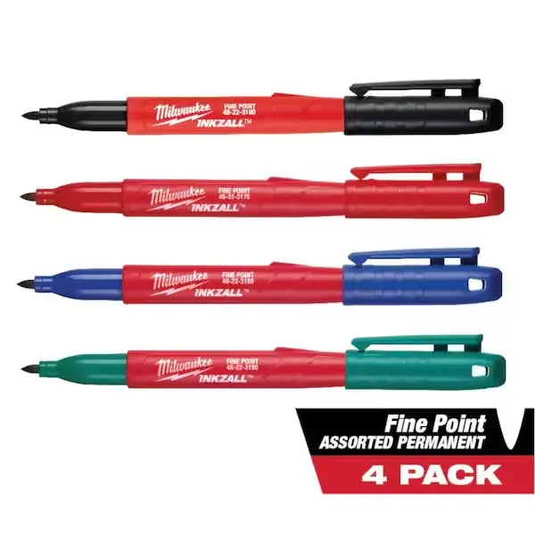 Milwaukee INKZALL Multi-Colored Fine Point Jobsite Permanent Markers (4-Pack) Milwaukee INKZALL Multi-Colored Fine Point Jobsite Permanent Markers (4-Pack)