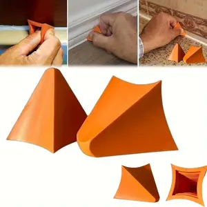 6pcs Silicone Caulk Finishing Tools - Reusable Smoothing Applicator for Kitchen & Bathroom Seals, Orange Triangular Design for Precision Application