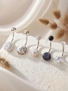 Women's Belly Ring Set, Artificial Zirconia Navel Piercing Jewelry, Party Beach Vacation Accessories, Fashion Body Piercings, Belly Button Jewelry