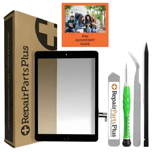 Repair Parts Plus for iPad 5th Generation Screen Replacement Touch Digitizer Premium Kit (A1822 | A1823, iPad 5 2017) + Home Button, Tools, Adhesive, QuickStart Guide + Videos - Black