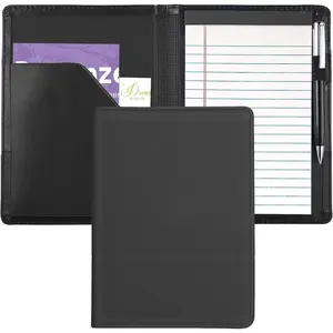 Mini 5 x 8 Legal Writing Pad Padfolio Portfolio Binder A5 Document Organizer Folder for Men Women Classic Black