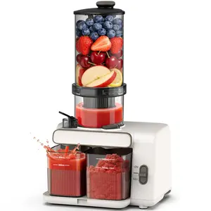 Cold Press Juicer 99% Juice Yield 5.4" Wide Feed Chute 200W Quiet Motor BPA Free Automatic Pulp Separation Slow Masticating Machine for Whole Fruits Vegetables Easy Clean Assemble