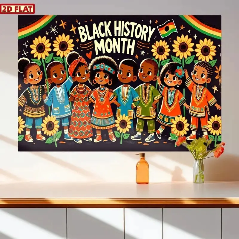 History Month Banner, Sunflower Design Party Decoration, Birthday Anniversary Special Occasion Pull Flag Banner, No Power Needed