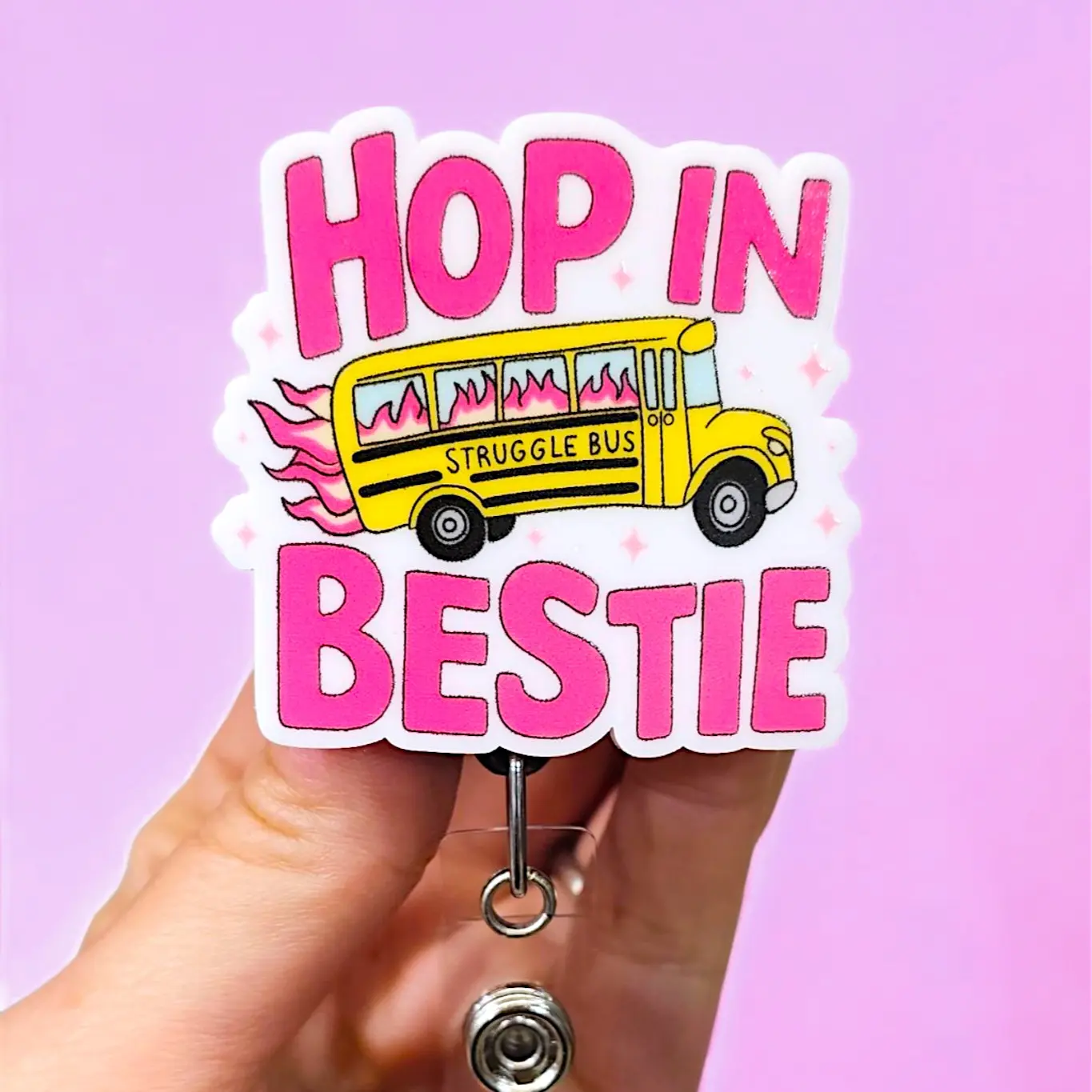 Struggle Bus Badge, Xray Girl Creations, Funny Badge reel for nurses, xray techs and hospital workers. Retractable swivel clip with a 360 rotation. Great gift for coworker. Cute Badge for Work. Badge clip, Badge pull