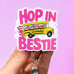 Struggle Bus Badge, Xray Girl Creations, Funny Badge reel for nurses, xray techs and hospital workers. Retractable swivel clip with a 360 rotation. Great gift for coworker. Cute Badge for Work. Badge clip, Badge pull