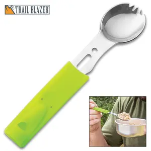 Trailblazer Multi-Function Survival Utensil | Stainless Steel Tool | ABS Handle | Built-In Emergency Whistle