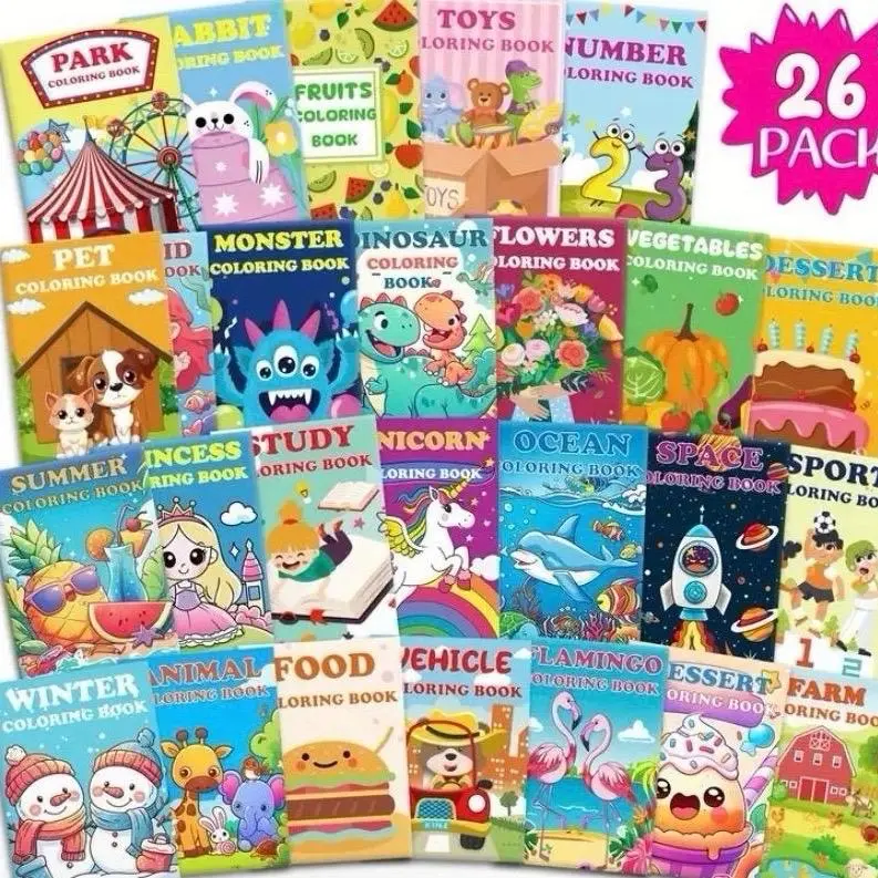 26 Pack Cute And Easy Coloring Book Bundle - Perfect for Kids and Adults