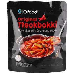 O'Food Original Tteokbokki - Korean Rice Cakes with & Gochujang Sauce, 9.1oz Instant Spicy