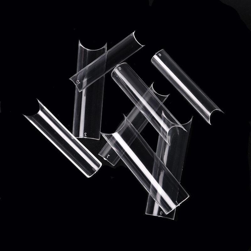 240-Piece Set of Transparent Clear Long Square Nail Tips, Full Cover Acrylic False Nails with Glossy Finish and Pure Color Design for Nail Art Extensions - Natural Look and Easy to Apply