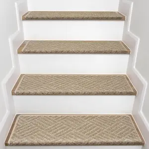 15Pack 9.5"x30" Stair Treads Non Slip, 3D Peel and Stick Stair Treads for Wooden Steps Indoor, Stair Carpet Treads Washable Reusable Adhesive Stair-Runner Rugs for Kids and Dogs