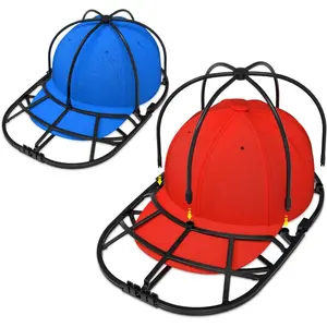 Hat Washer Cage 2-Pack - Baseball Cap Washing Machine & Dishwasher Safe Cleaner, Hat Cage for Washing Machine, Fits Adult/Kids Caps (Black)