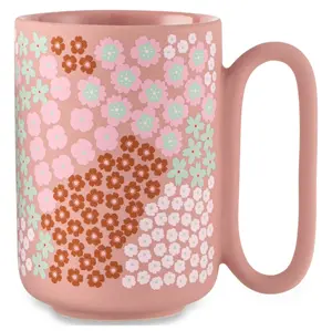 19.6 fl oz Pink Flowers Soft Touch Stoneware Mug