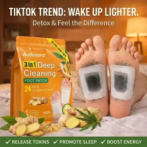 Turmeric & Ginger Foot Patches, 24 Pack Organic Herbal Foot Care Pads, Deep Cleansing Nighttime Relaxation Patches for Overnight Use