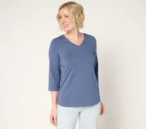 Denim & Co. Cool Essentials V-Neck 3/4 Sleeve Top