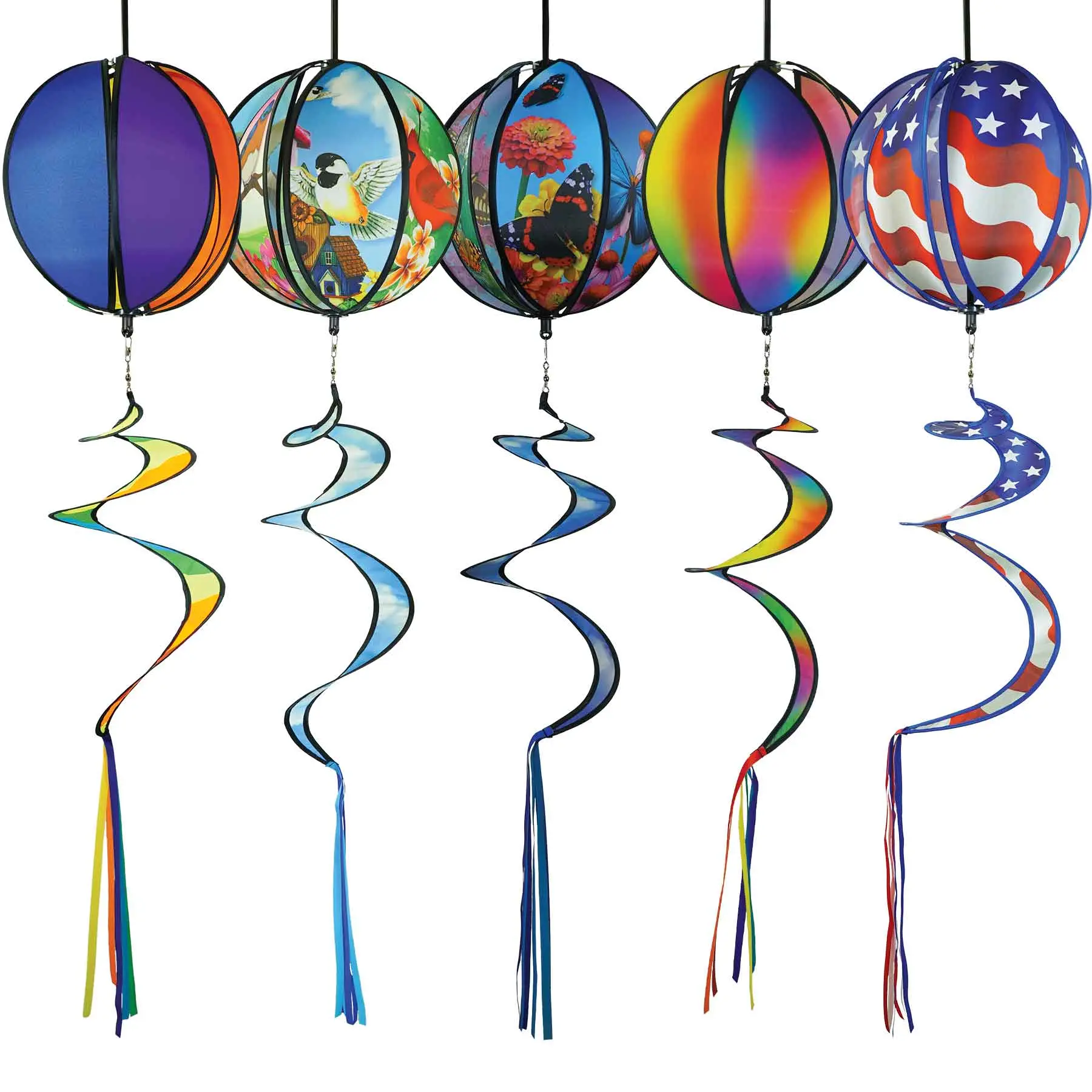 In the Breeze 11-inch Hanging Ball Spinner with 6 Vibrant Panels & 30" Tail for Yards Gardens Patios Outdoor Decor