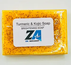 ZA Merchant Turmeric & Kojic Acid Brightening Soap 100G Dark Spot Remover All Natural Face Body Soap for Daily Use Radiant Comfort
