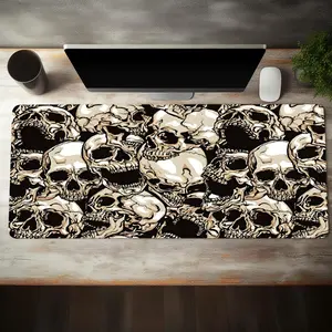 Creative Skull Pattern Large Gaming Mouse Pad, Non-slip Rubber Base Stitched Edge Desk Pad for Desk Laptop Desktop, Gaming Accessories for Home Office Game for Friends Women, Office Desk Accessories, Halloween, Gaming Desk Accessory