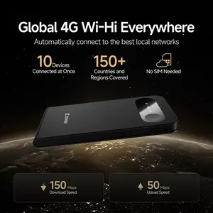 ECOVOX Global eSIM WiFi Hotspot 4G LTE 150Mbps, Portable Pocket Travel Router Auto-Switch AT&T T-Mobile Verizon, No SIM Card Needed, Free 1GB Data, FCC Certified for Airport RV Cruise Emergency Tri-Band