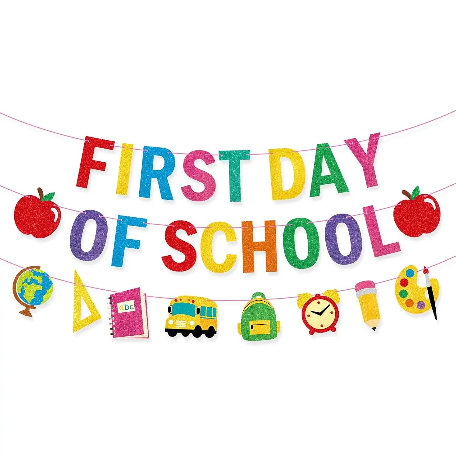 First Day Of School Banner Decor, Back To School Garland Decor, First Day Of School's Decorations For Home Classroom Office Party Supplies (Firsts Day) t
