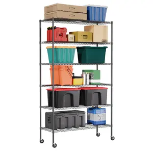 BestOffice Furniture Garage Shelving Classic 3/4/5/6 Tier Shelving Unit NSF Wire Shelf Metal Large Storage Shelves Heavy Duty Height Adjustable Commercial Grade Steel Utility Layer 1000+ LBS Capacity for Craft Warehouse Pantry Kitchen