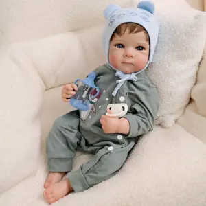 19 inch 48 cm Real Life Reborn Baby Doll Boy Full Body Soft Vinyl Baby Anatomically Correct Rooted Hair Realistic Newborn Doll Toy for Kids 3+